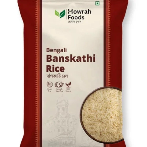 Premium Banskathi Rice 1 Kg | Long Grain Bengali Daily Staple | Baskathi Chaal | Soft Fluffy Non Sticky | Everyday Rice for Dal Mach Bhaja Jhol | Authentic Taste of Bengal