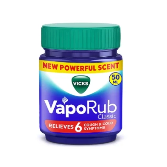 Vicks Vaporub 50ml ml Relief From Cold, Cough, Blocked Nose, Headache, Body Ache, Muscular Stiffness