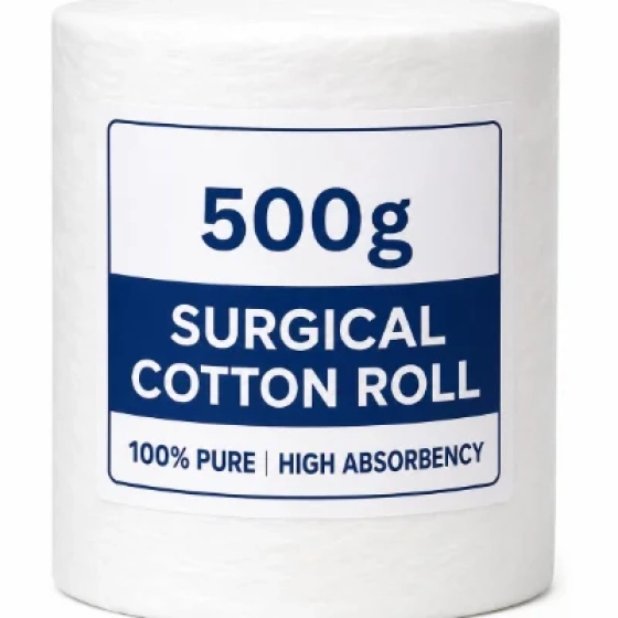 Surgical Cotton Roll, 1000g, 100% Pure, High Absorbency, for Medical Use and Beauty Applications (500 Gm)