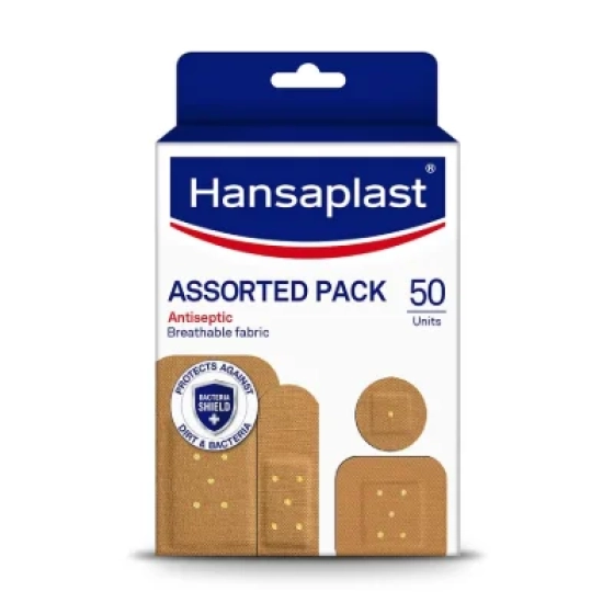 Hansaplast Antiseptic Plasters | Various Shapes & Sizes Bandage | Pack of 50 Units