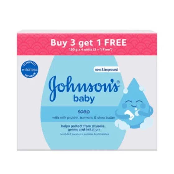 Johnson's Baby Soap For Bath Combo Offer Pack, 150g (Buy 3 Get 1 Free)