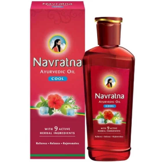 Navratna Ayurvedic Cool Oil | Combination of 9 Ayurvedic Herbs | Relieves Headache, Body ache, Tiredness, Sleeplessness & Tension| Improves Scalp Health | Relaxing & Rejuvenating cooling effect, 500ml
