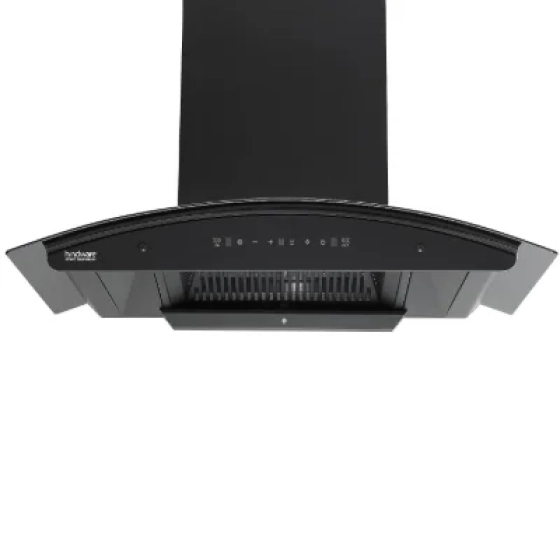 Hindware Smart Appliances Zinnia Black 90 cm, 1350 m³/hr* Filterless Auto-Clean Wall Mounted Chimney for Kitchen with Motion Sensors, Touch Control and LED Lamps