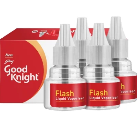 Good Knight Flash Liquid Vaporiser Pack Of 4 (45ml Each) | 2x Faster Than Before | Mosquito Repellent Refill | India s Most Powerful Liquid Vaporizer