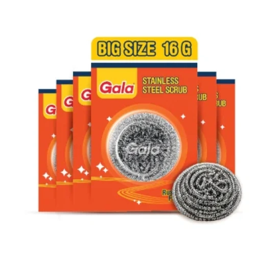 Gala Steel Scrubber Combo Set (Pack of 6), Stainless Steel Scrubber for Utensils, Scrubber for Kitchen
