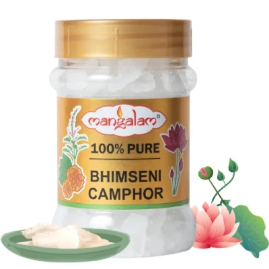 MANGALAM Bhimseni Camphor 100g Jar - Pack Of 1 | 100% Pure | For Puja, Aromatherapy & Air Freshener | Sweet Fragrance