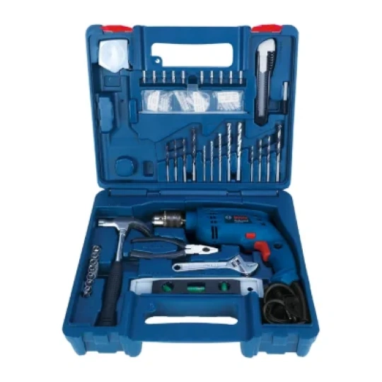 BOSCH GSB 10 RE Corded-Electric Tool Kit | 100-piece Tools Box Kit | Power Supply 500W | Impact Drill Machine | Impact Rate upto 41600 BPM | Speed upto 2600 RPM | 1 Yr Warranty