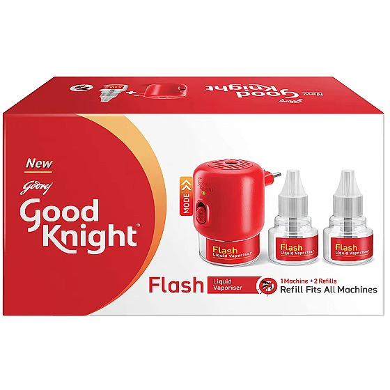 Good knight flash liquid vaporiser - mosquito repellent meshine + 2 refills