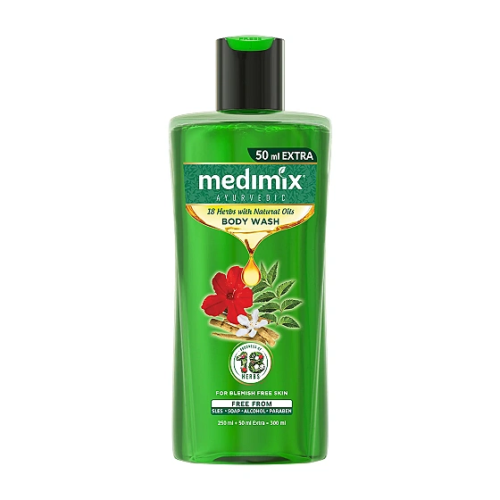 Medimix 18 Herbs with Natural Oils Body Wash For Blemish Free Skin (250ml + 50ml Extra)
