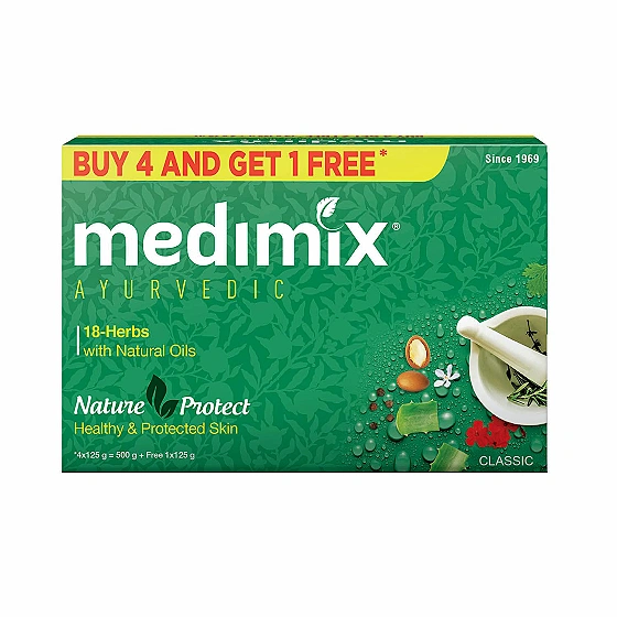 Medimix Ayurvedic Classic 18 Herbs Bathing Soap 125g (Buy 4 Get 1 EXTRA Combo Pack)