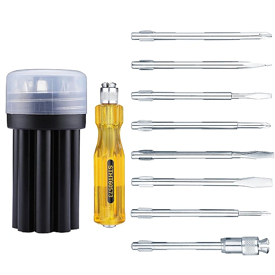 STANLEY STHT60573-8B 8 Pcs Screwdriver Set With 3 Phillips & 3 Flat Tips, 1 Square Poker & 1 Extension Blade- Multi-Purpose Tool Screwdriver Set, Ideal for Home, DIY & Professional Fastening Purposes