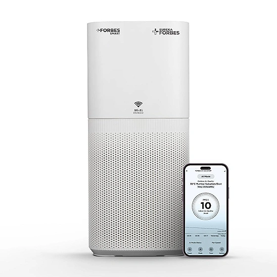 Eureka Forbes Smart Air Purifier 500 for Home |Covers Upto 670 Sq. Ft. | WiFi Enabled | Removes 99.97% Impurities & PM | True HEPA H13 | 4-Stage, 10-Min Purification | App Control | Sleep Mode