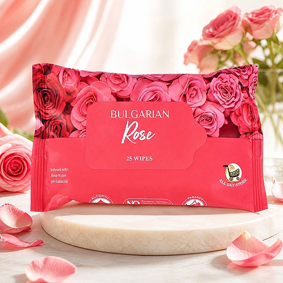 BULGARIAN ROSE WET WIPES (25 Pulls)