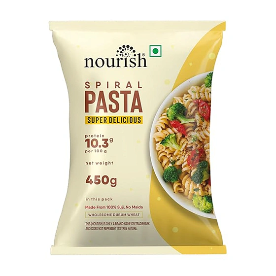 Nourish Spiral Pasta 450g Pack  100% Suji/No Maida