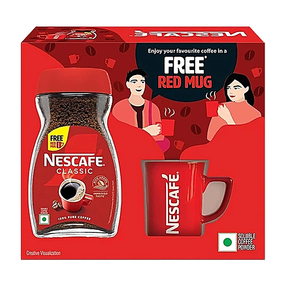 Nestle Nescafé Classic Instant Coffee Powder, 180g Jar, Free Red Mug, Box |