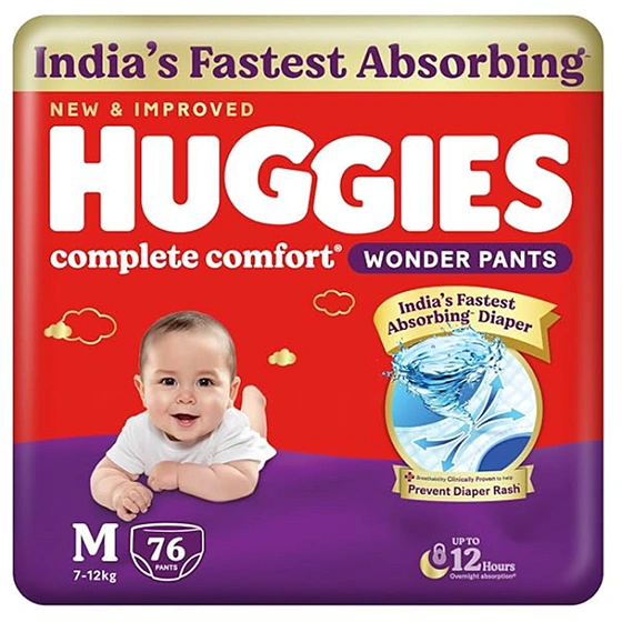 Huggies Baby Diapers  Pants Medium Size (M), 76 Count