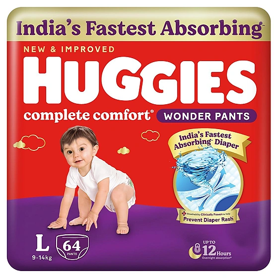 Huggies Baby Diapers  Pants Large Size (L) 64 Count