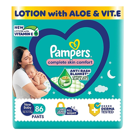 Pampers Baby Diapers Pants New Born (NB,XS) 86 Count ,Extra Small Size