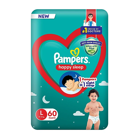 Pampers Baby Diaper Pants Size Large (L) 60 Count
