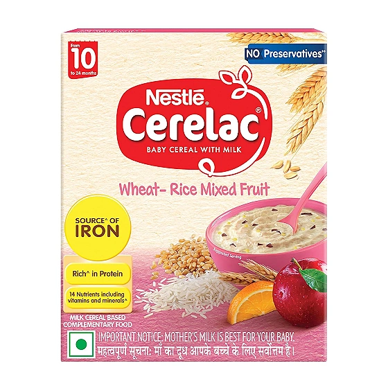 Nestlé Cerelac Baby Cereal, Wheat Rice Mixed Fruit, STG-3, 300g 10–24m