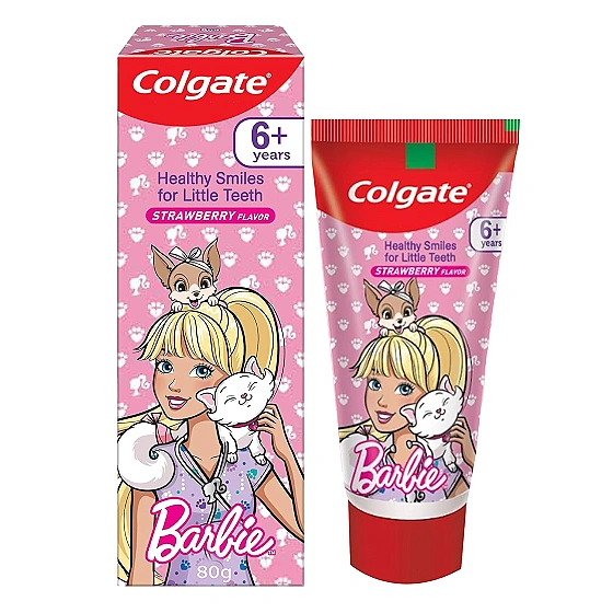 Colgate Kid's Barbie Anticavity Toothpaste -Strawberry Flavour for Cavity Protection, Enamel Protection (80g)