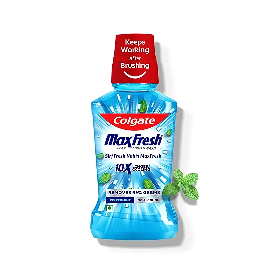 Colgate Plax Pepper Mint Mouthwash, 0% Alcohol, Antibacterial Mouth Wash for Bad Breath, Cavity Protection & Germ Defense for Adults, 250ml