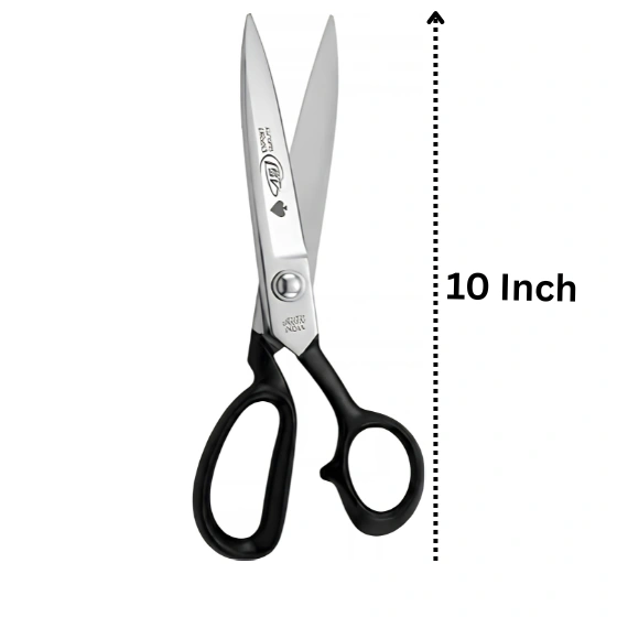 Arham Premium 10 InchStainless Steel Scissor, Ultra Sharp Blades with Ergonomic Handle Scissors (Set of 1, Black, Silver)