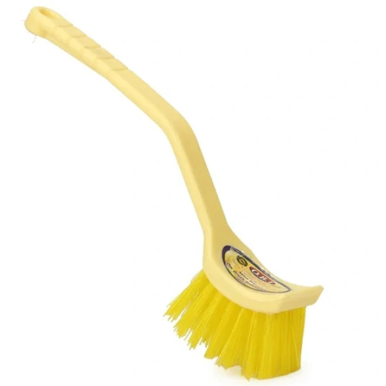 Multi-Color Sinko Cleaning Brush Curved Handle Design, Plastic Bristles, Kitchen Bathroom Cleaning Tool