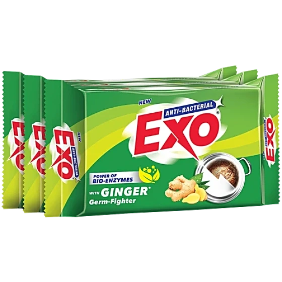 Exo Anti-Bacterial Dishwash Bar - Ginger Twist, 200 g (Pack of 3)