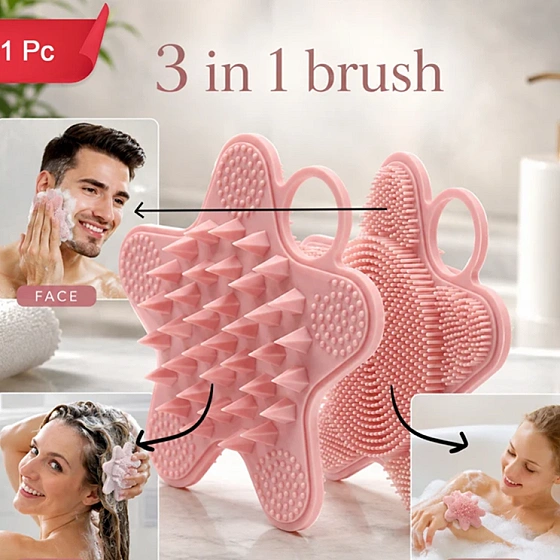 3-in-1 Silicone Scalp Massager & Cleansing Brush