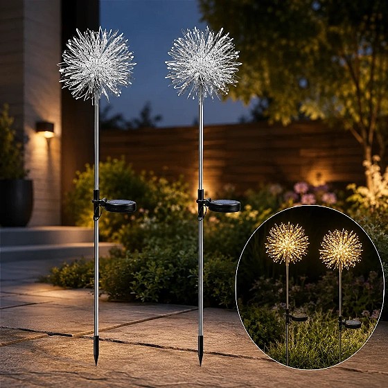 Solar Powered Dandelion Garden Lights – 2 Pc Multicolor LEDs