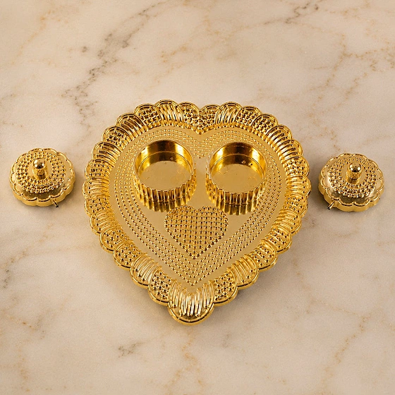 Heart Shaped Kumkum Holder – Elegant Puja Decor for Daily & Festive Rituals