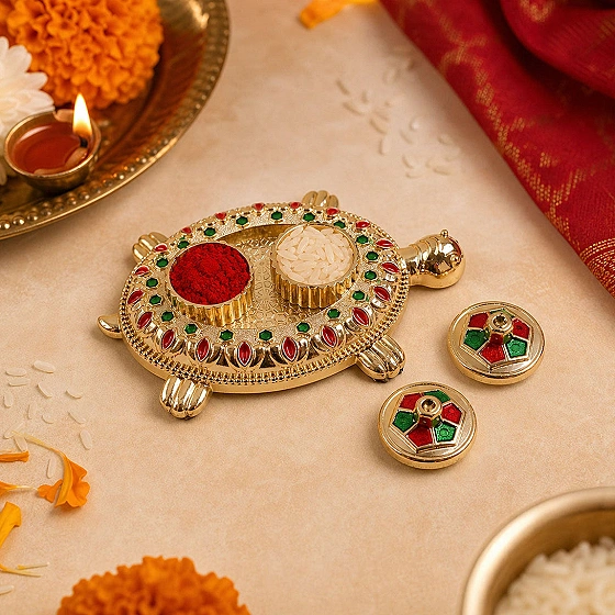 Kumkum Holder – Tortoise Shape for Puja & Rituals with Twin Compartments