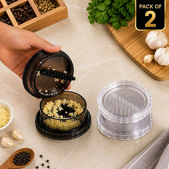 Manual Garlic Chopper and Mini Food Grinder Pack of 2, Compact Kitchen Prep Tools