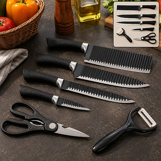 Stainless Steel Knife Set – 6-Piece Kitchen Tools | Quickslice