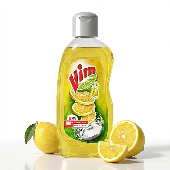 Vim Dishwash Liquid Gel Lemon, With Lemon Fragrance, Leaves No Residue, Grease Cleaner For All Utensils, 250 ml Bottle