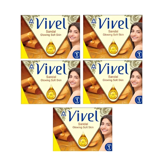 Vivel Sandal Glowing Soap (90g X 5) [Buy 4Get 1 Free] (5 x 90 g)
