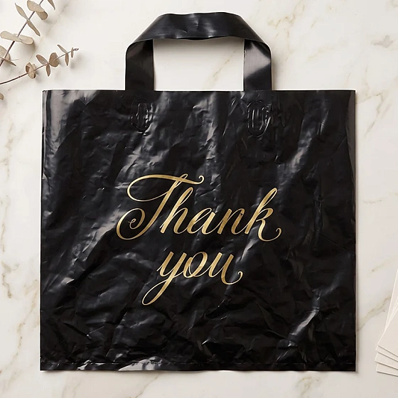 Premium Reusable Plastic Thank You Print Gift Carry Bag 30x26 Cm