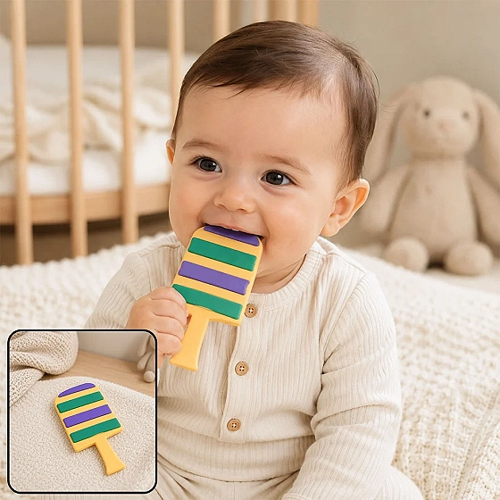 Silicone Baby Teether – Soft, BPA-Free Candy Shape | Babyova