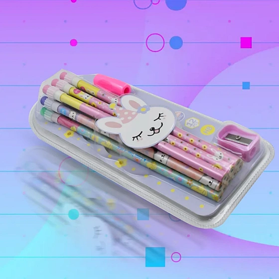 Kids Pencil Set – Cute Animal Design with Sharpener & Eraser | InkGlow