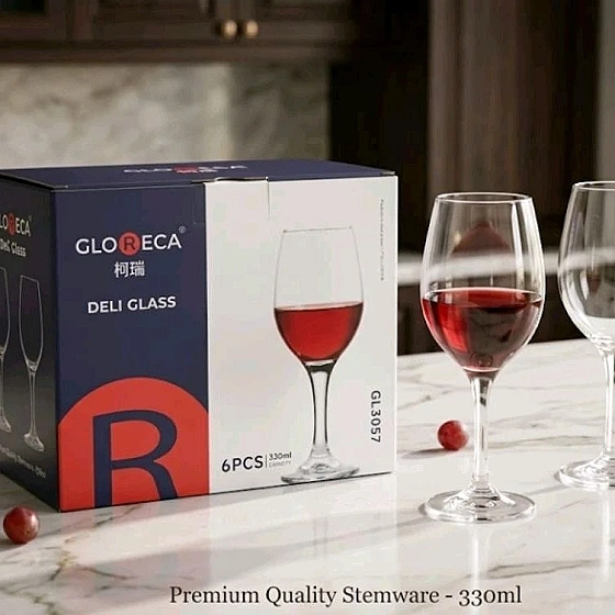 GLORECA Deli Glass Set Gelas Wine 330ml 6 Pcs GL3057