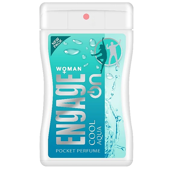 Engage On Cool Aqua Pocket Perfume for Woman 17ml | 250 Sprays | Fresh & Green | Travel Perfume| Skin Friendly |No Parabenss|No Silicones| Dermat-Tested
