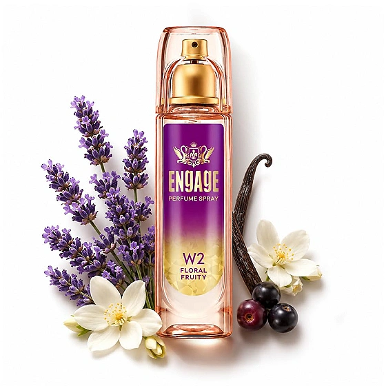 Engage W2 Perfume Spray for Women 120ml | Floral & Fruity |Berries, Orchid, Vanilla | 24 hr Freshness | Long Lasting | No Parabens | No Silicones| Dermatologically Tested |Crafted for Everyday Luxury