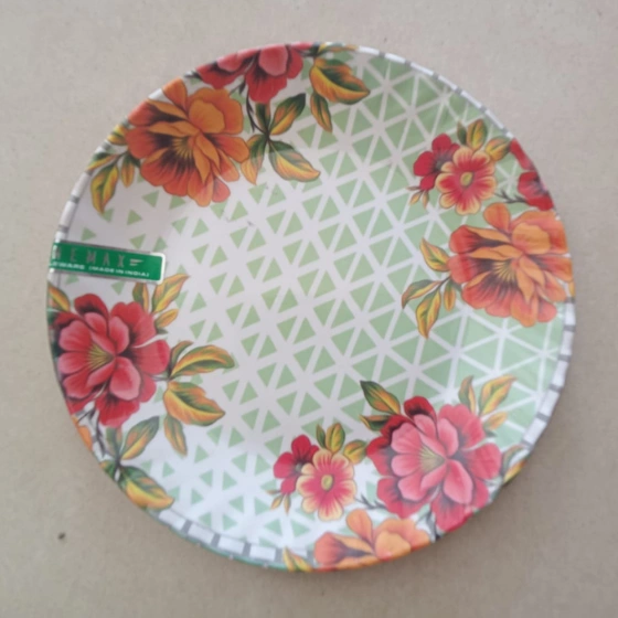 Melamine flowers printed plate  20.5 cm