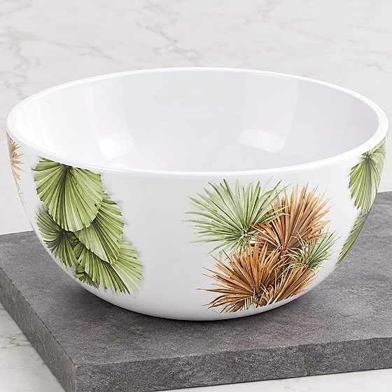 Melamine Tableware 6 Inch  white Soup bowl Printed  Palm Leaf