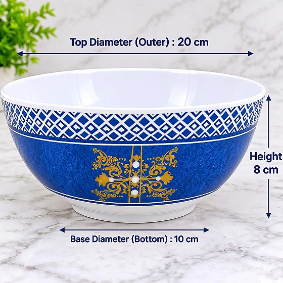 Melamine Tableware White And Blue Soup Bowl Design