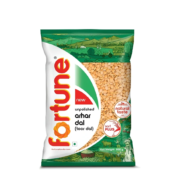 Fortune Arhar Dal (Toor Dal), 500 gm, Unpolished and Sortex cleaned