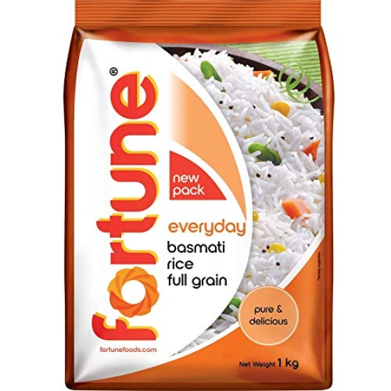 Fortune Everyday Basmati Rice, 1 Kg | Full Grain, Fluffy & Non-Sticky | Ideal for Daily Cooking