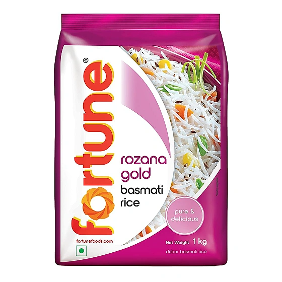 Fortune Rozana Gold Basmati Rice 1Kg | Cooked grain upto 15 mm | Fluffy, Non-Sticky Rice | Everyday Basmati Rice