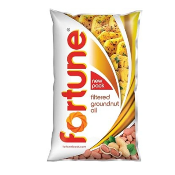 Fortune Filtered Groundnut Oil 1 Litre Pouch (910 g) | Groundnut Cooking Oil | Traditional 100% Filtered Oil